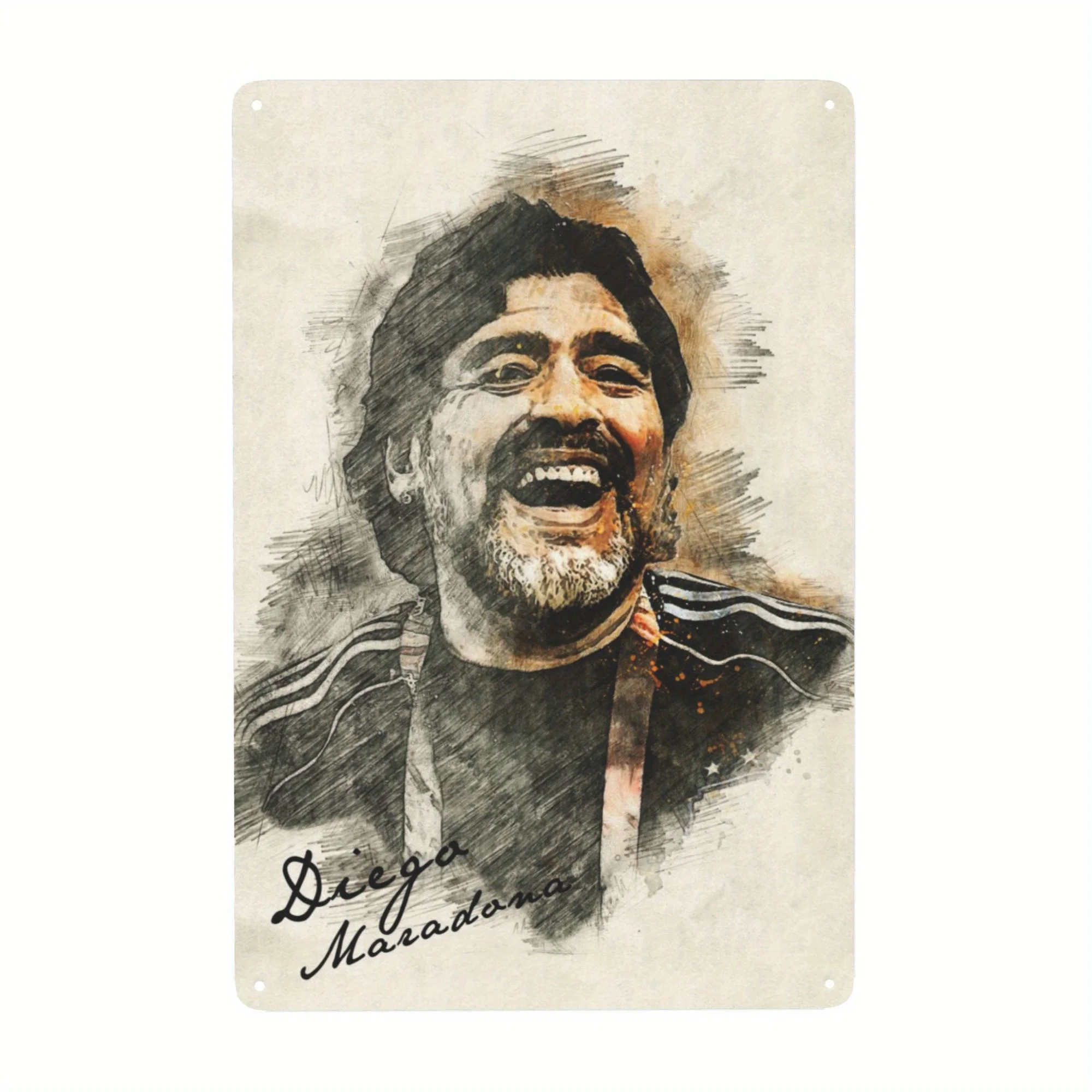 1 قطعة دييغو مارادونا Numero 7 Art Mural Industriel Vintage en Mettal - Peinture sur Fer Fait Main 20.32x30.48 سم، ديكور Rus