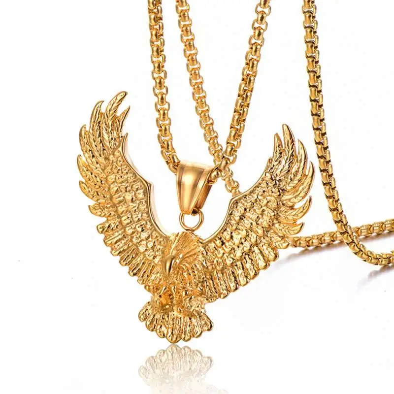 

Eagle Spreads Wings Personalized Stainless Steel Eagle Pendant Fashion Men's Necklace Chain