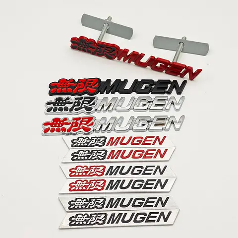 3D Metal Mugen Emblem Car Front Grille Logo Rear Trunk Sticker Fender Side Badge for Honda Civic Accord CRV Fit Accessories