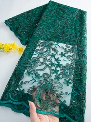 2026 Latest African Milk Silk Beading Lace Nigerian French Mesh Lace Fabric Sequins For Women Party Dresses Sewing,5yards4667