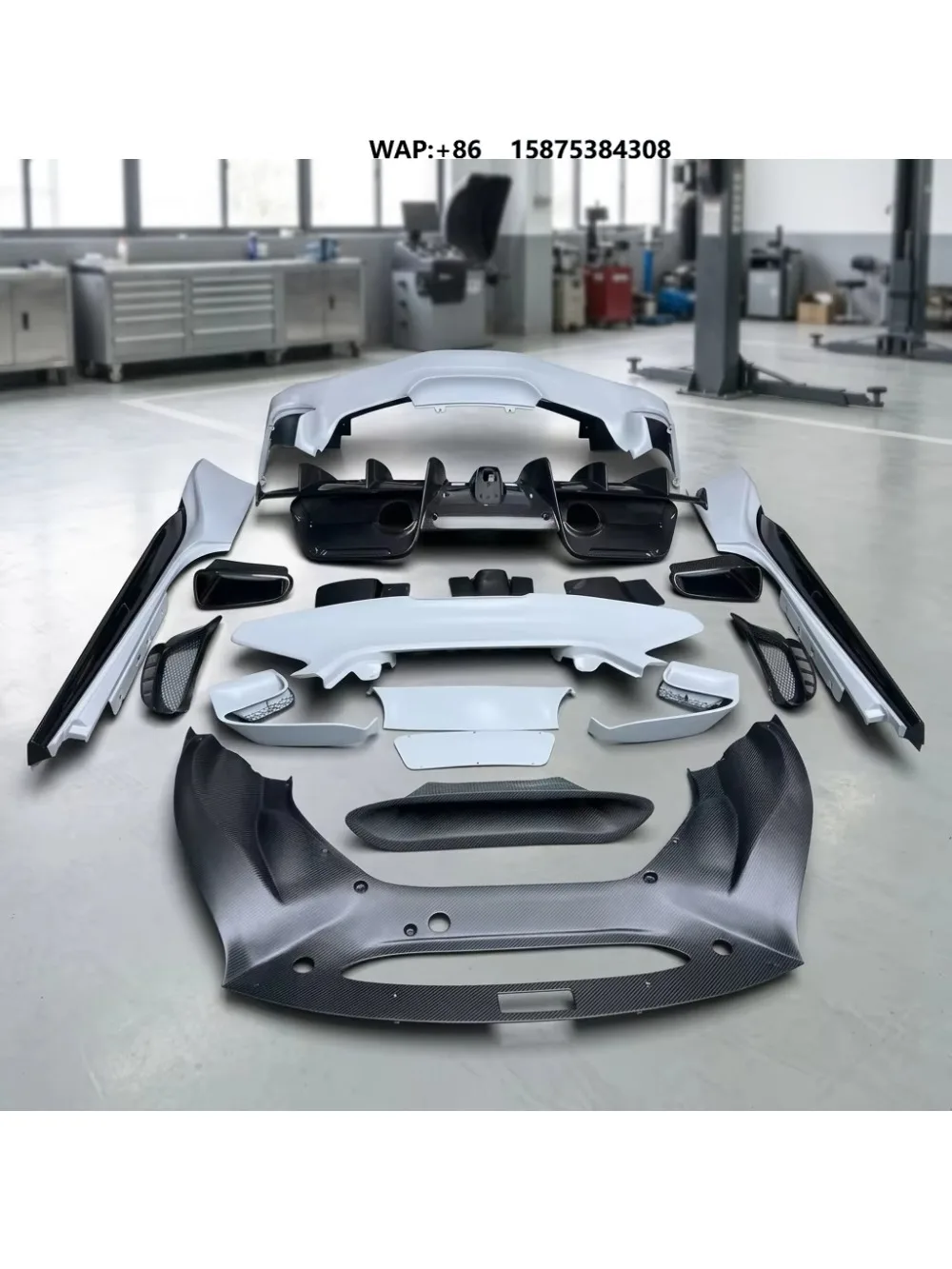 New for 488 Pista Style Front/Rear Bars Wing Side Skirt Rear Lip Dry Carbon Fiber Clips Retrofit Upgrade Body Kit