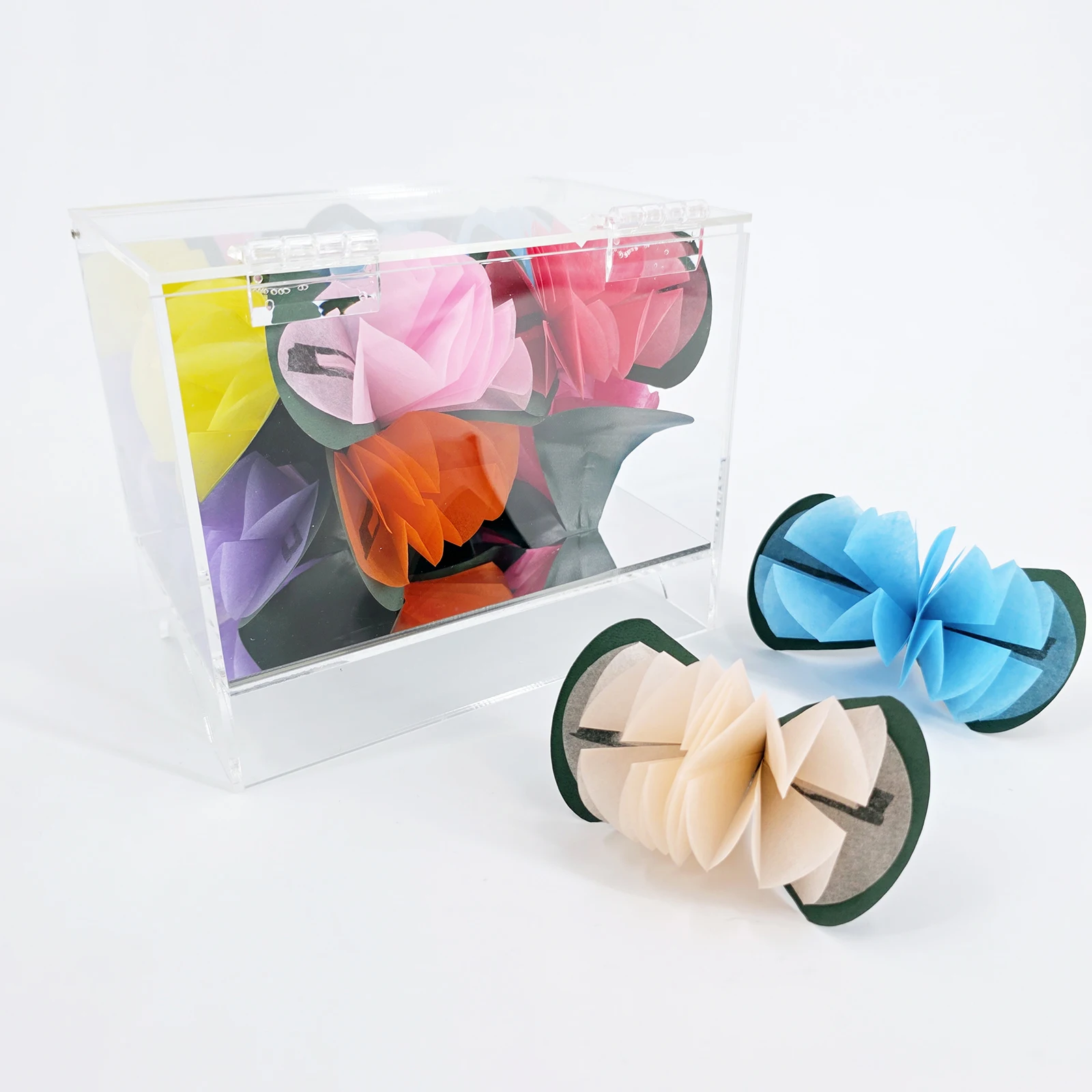 กล่องมายากลใส 16.6x11.6x14 ซม. กล่องเปล่าเปลี่ยนเป็นดอกไม้หรือเงิน สำหรับการแสดงบนเวทีและระยะใกล้