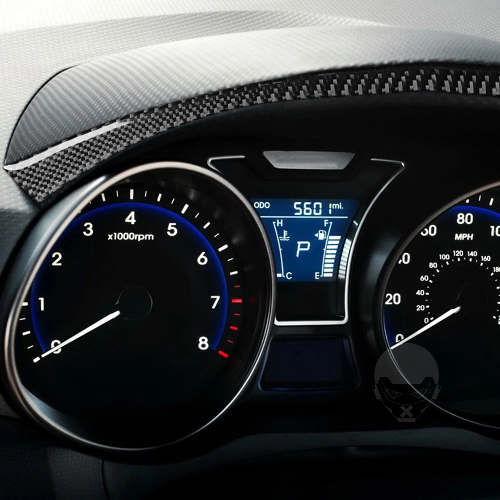 Stiker dekorasi Interior mobil, untuk Hyundai velister 2012-2017 serat karbon asli Speedometer Panel Strip dekoratif