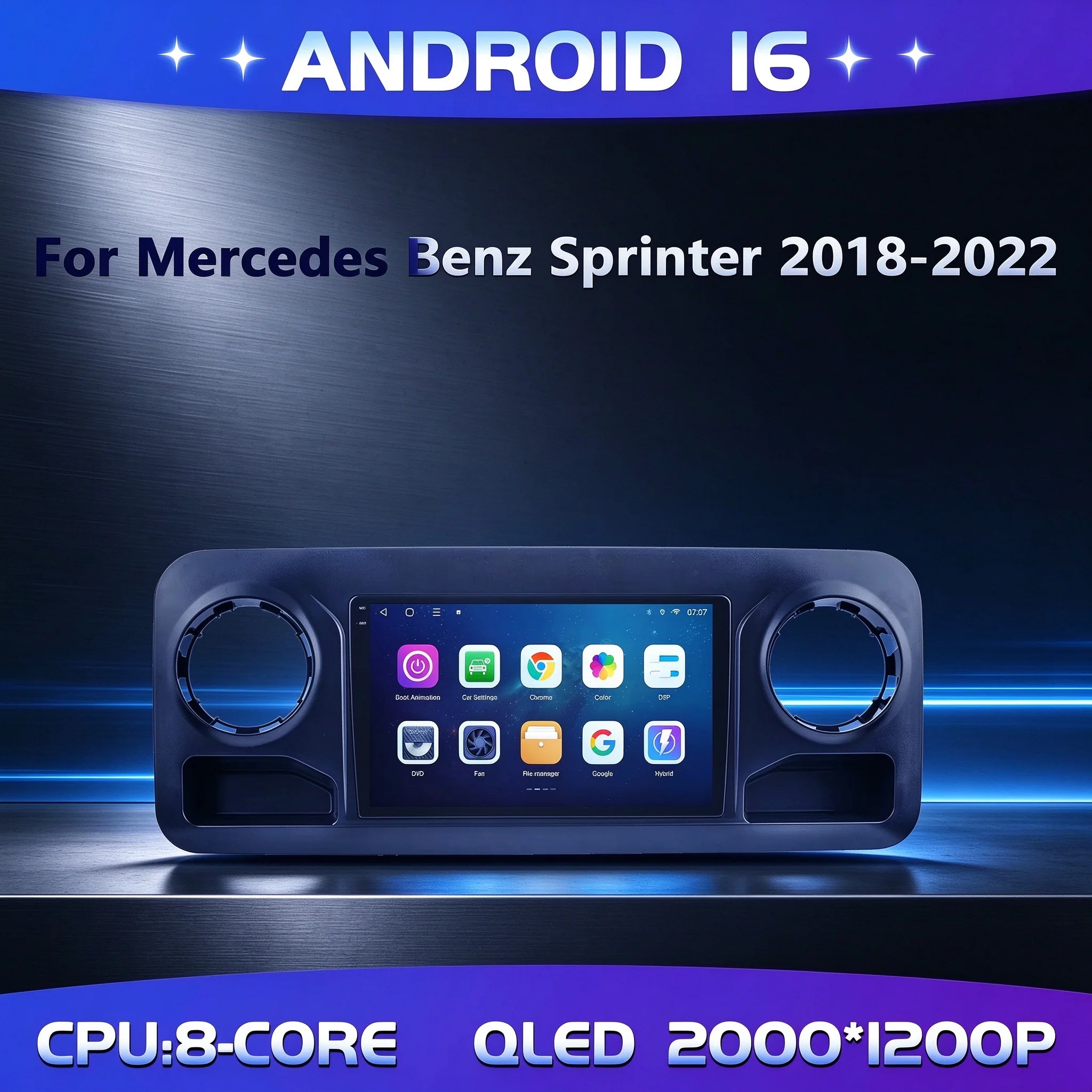 For Mercedes Benz Sprinter 2018-2022 (350) Car Multimedia Radio with Android 16 System BT Carplay Android Auto 2K QLED Screen 5G