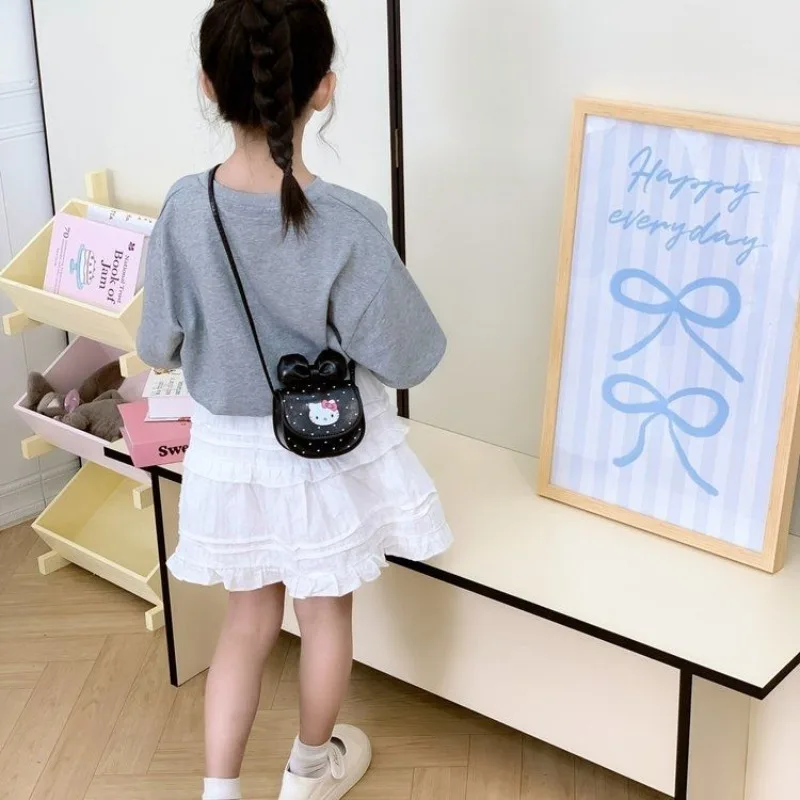 

Anime Cartoon Kawaii Sanrio 2026 New Hello Kitty Polka Dots Small Bow Trend Crossbody Bag Girl Coin Purse Children's Day Gift