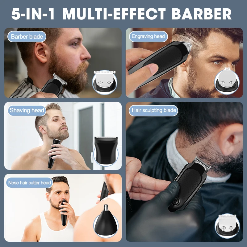 XIAOMI YOUPIN IPX7 Full Body Washing Multifunctional Hair Clipper Carving Nose Hair trimmer Household USB Electric Shaver Set