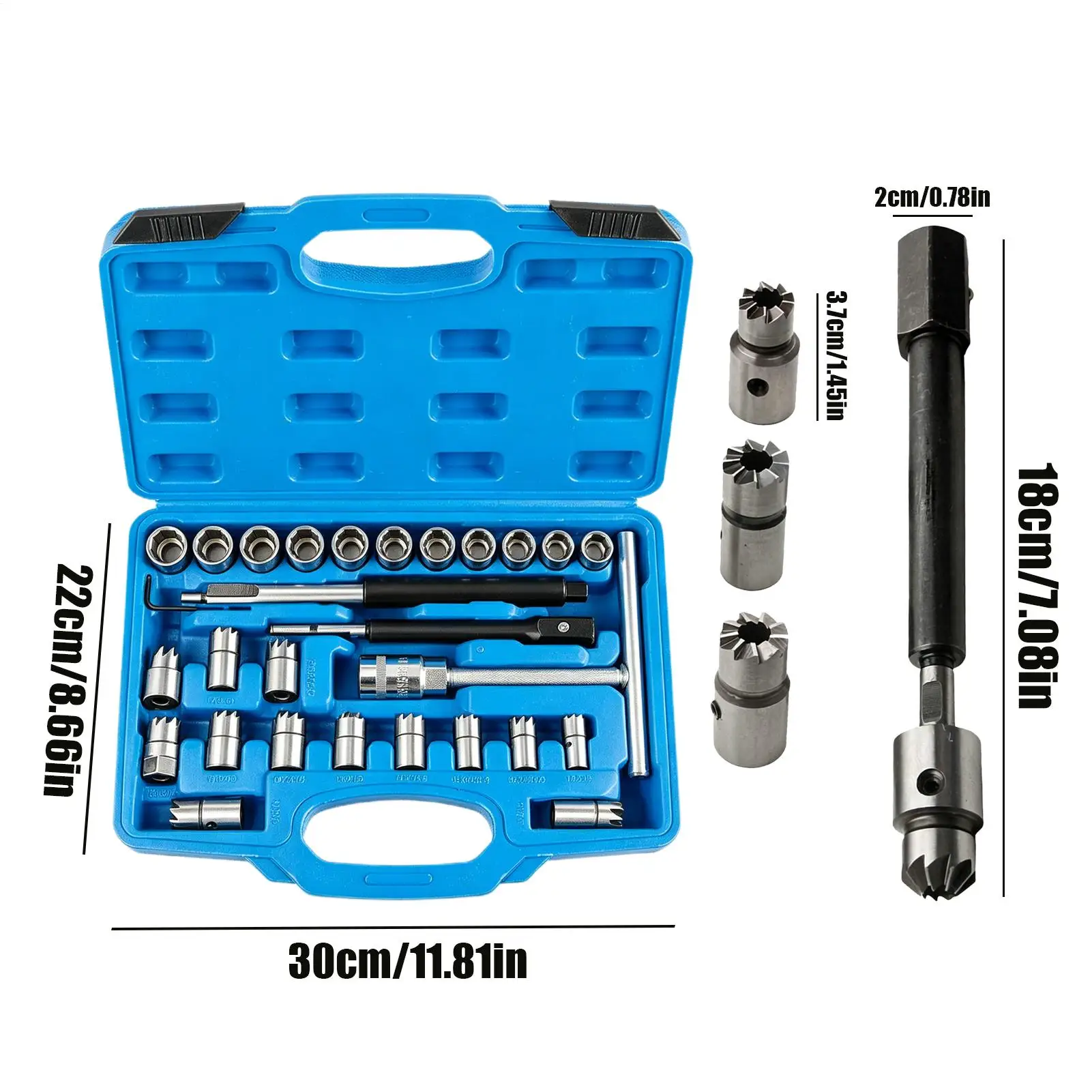 Injector Seat Cutter Set 17Pcs/set Universal Diesel Injector Seat Cleaning Reamer Set carbon steel Injector Reamer Tool Kit view 6