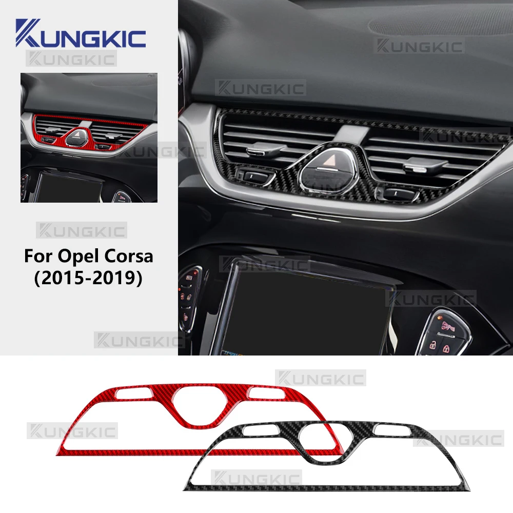 Real Soft Carbon Fiber Sticker For Opel Corsa E X15 2015 2016 2017 2018 2019 LHD RHD Car Central Air Outlet Frame Interior Trim