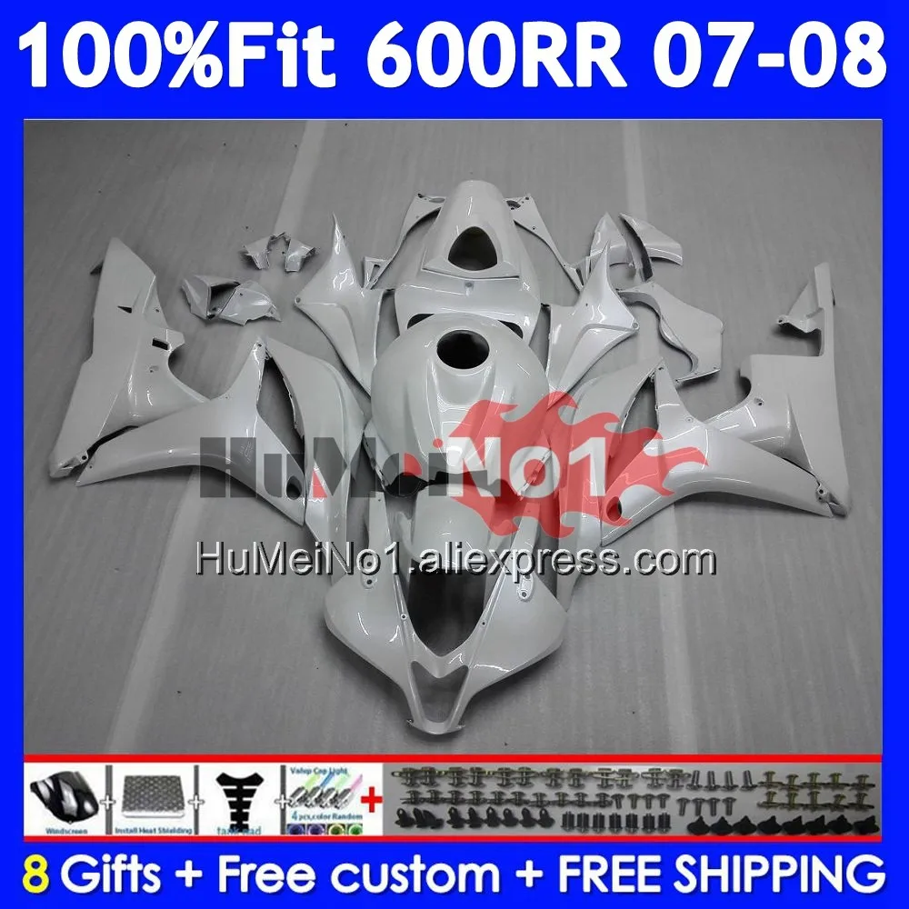 Injection For HONDA CBR 600 RR CC 600RR 600F5 CBR600RR 42No.18 CBR600F5 600CC CBR600 RR Pearl White F5 2007 2008 07 08 Fairing