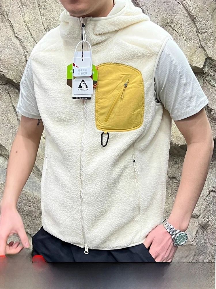 

Outdoor ex Fce Vest Anti-Static Double Layer Warm Couple Sle Youth Faion Stand Fit Zipper Closure Color