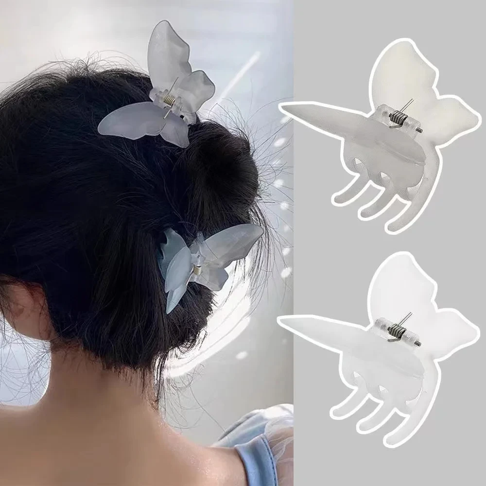 

New Korean Butterfly Hair Clip for Women Frosted Jelly Color Acrylic Shark Clip Sweet Fashion Girl Hair Accessories Headband