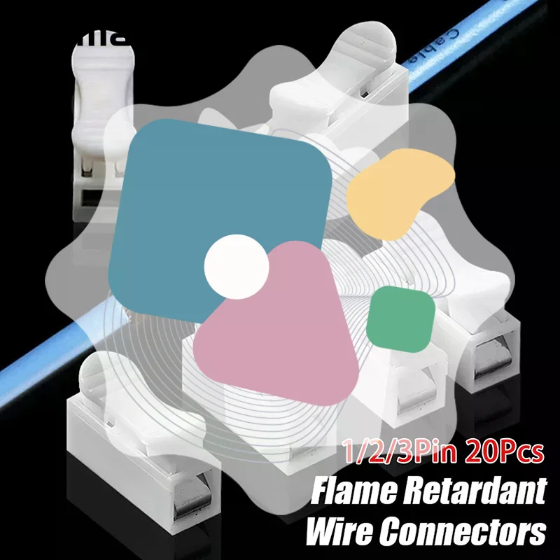 20Pcs No Solding Quick 1P 2P 3P Cable Wire Connector No Screw Terminal Block Spring Clamp