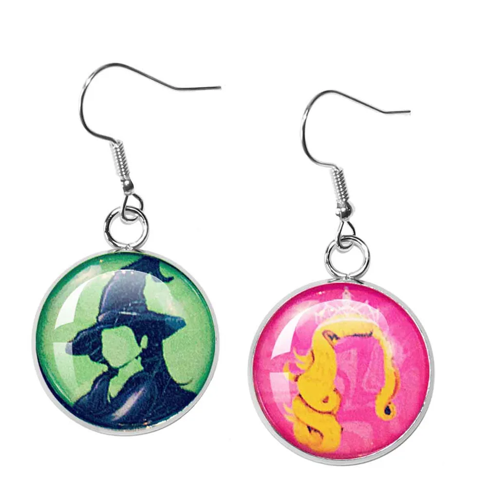 New Magic Wicked Witch Classic Musical Movie Glass Cabochon French Hook Earrings 20mm Drop Earring For Women Girls Jewelry Gift