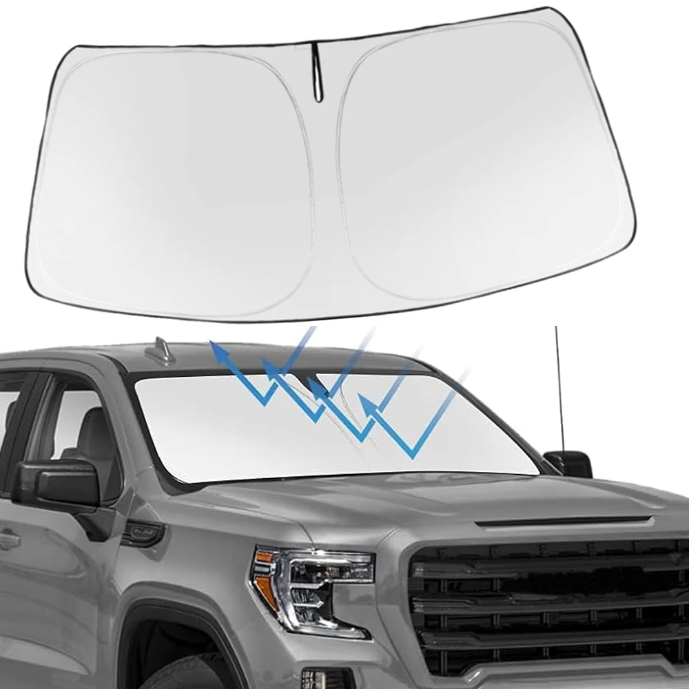 Fit for GMC Sierra 1500 2500 3500 SLT AT4 Denali 2019-2024 Foldable Front Windshield Sunshade Summer UV Reflective Sunshade