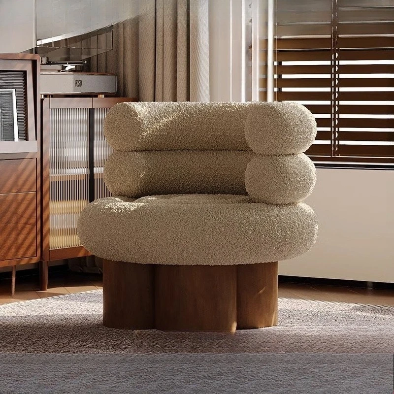 

Medieval Wind Living Room Balcony Lamb Fleece Cake Roll Leisure Chair