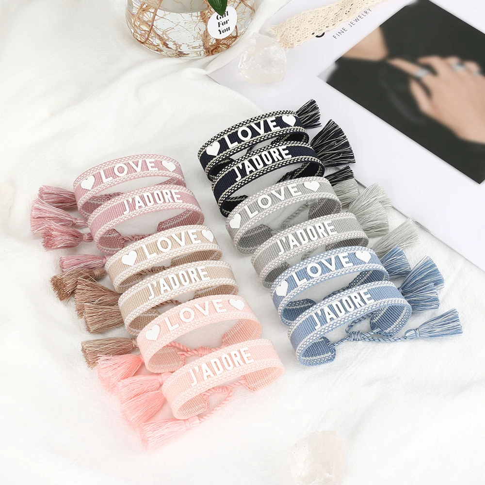 Silicone print letter Bracelets Adjustable Woven Friendship Bracelets Lover Friendship Gifts