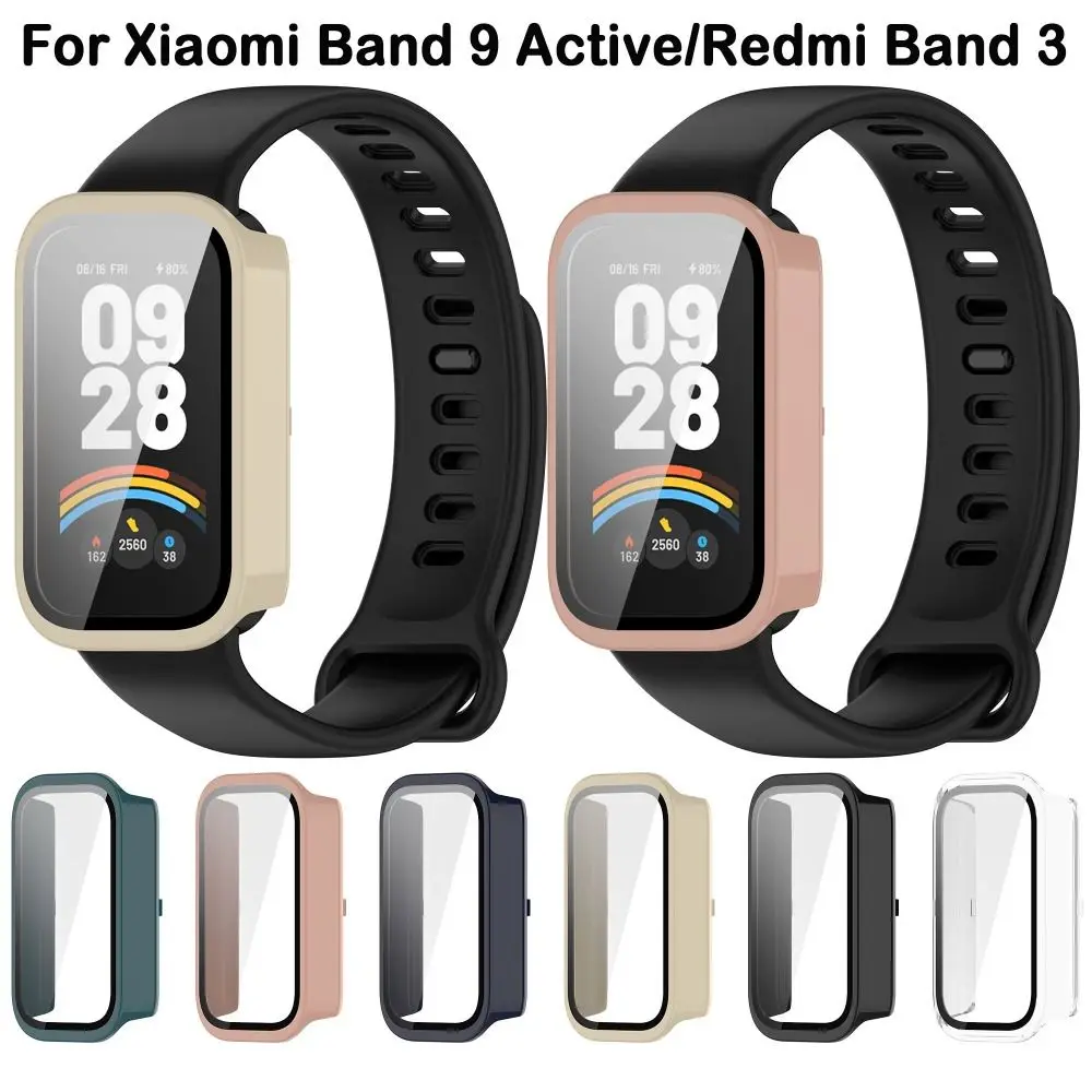 PC+강화 보호 케이스 풀 커버리지 범퍼 커버 밴드 9 액티브/레드미 밴드 3용 긁힘 방지 화면 보호기