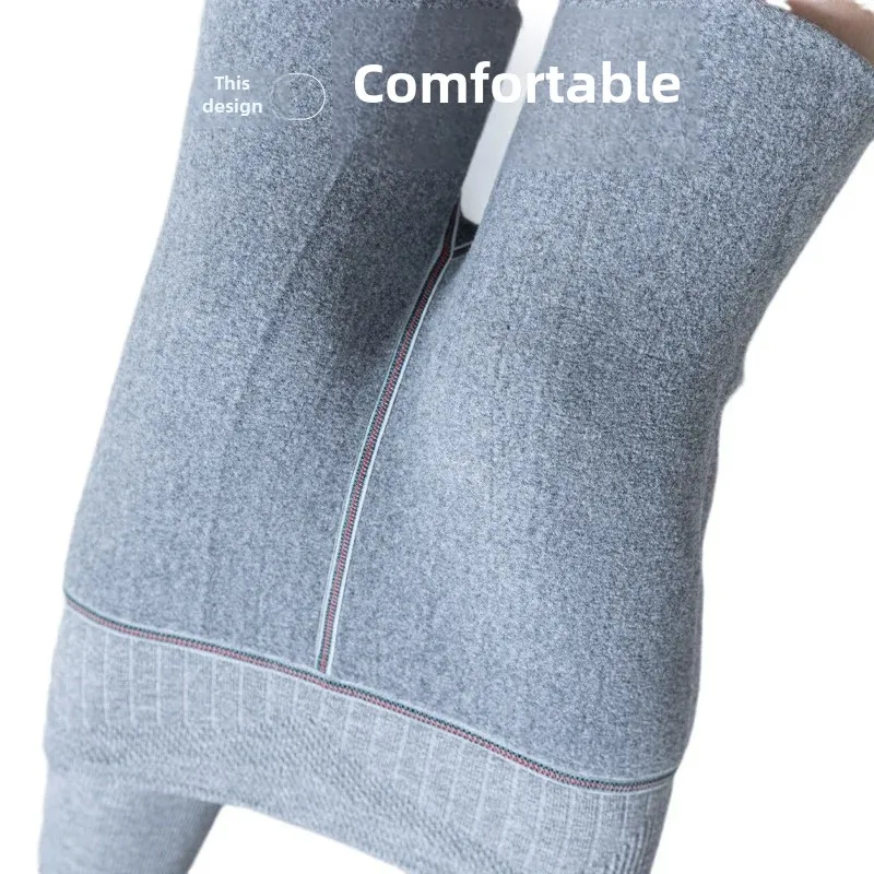 New Winter Thickened Fleece-lined Integrated Women\'s Pants Vertical Stripe Cotton Tights Anti-balling Faux Wool Slimming Bott