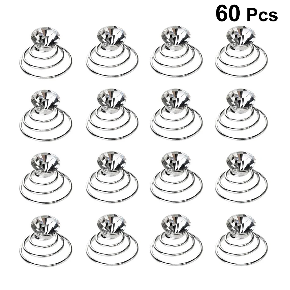 

60 Pcs Hair Clips for Party Spiral Pins Women Pearl Accessories Prom Mini Rhinestone