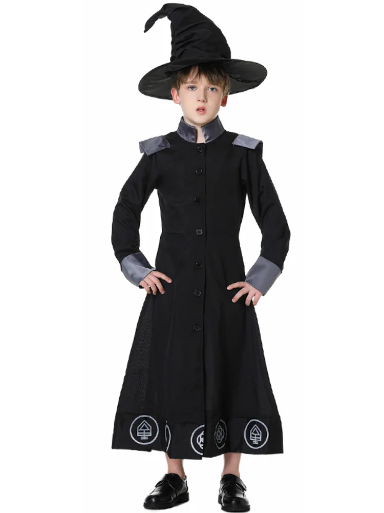 

Халат волшебника-вампира для мальчика, карнавальный костюм, злое волшебники, сумасшедший ученый халат, детский костюм на Хэллоуин, сценический костюм для косплея