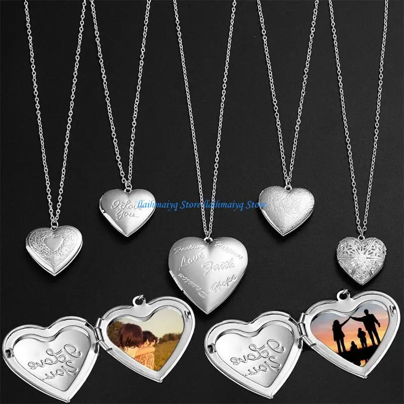573B Heart Locket Necklace for Women Girl Gift for Mother Daughter Girlfriend Women Girls Locket Necklace