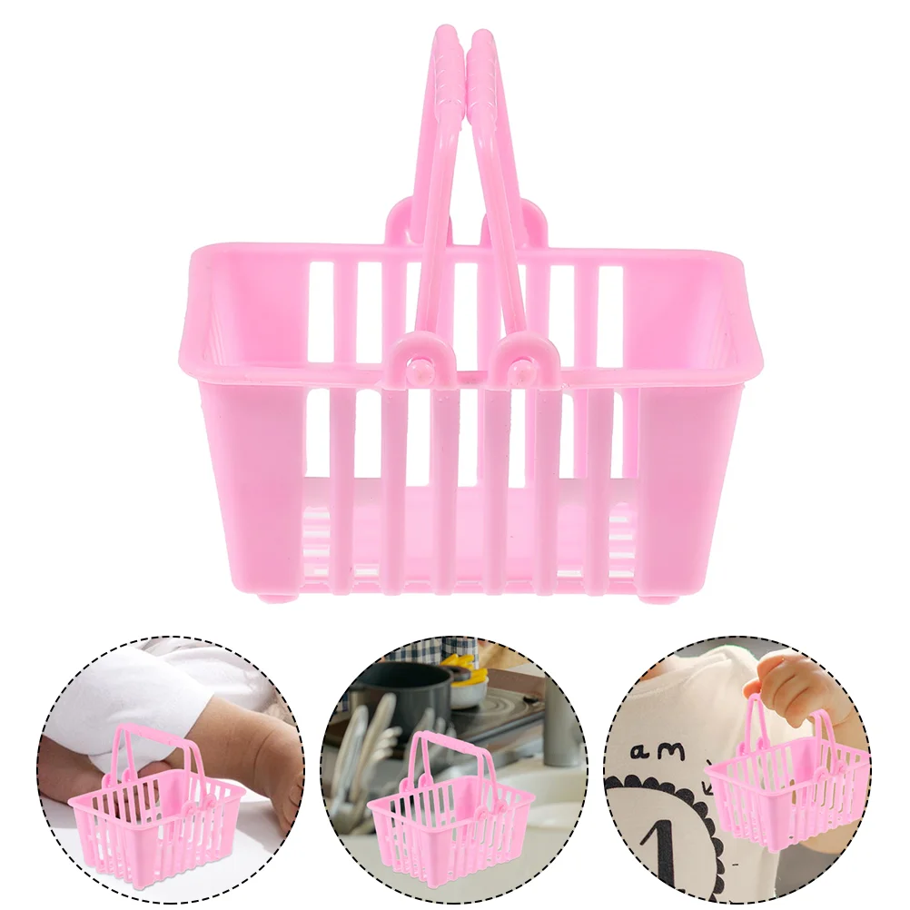 12 Pcs Mini Shopping Basket Hand Pink Tote Small Toy Handheld Baskets Candy Play House Plastic Kids