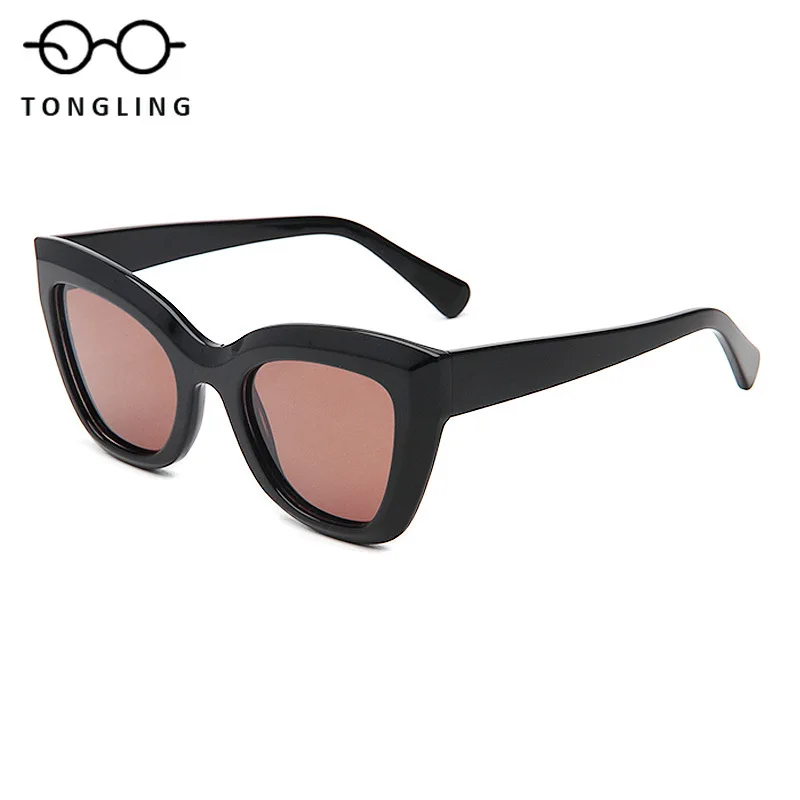 

Top-Notch Fashionable Men Handcrafted High-Quality Acetate Large-Frame Cat-Eye Women Retro Three-Dimensional Slanted Sunglasses