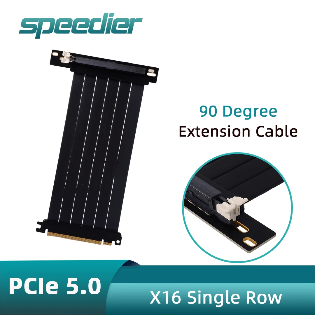 speedier-pcie-50-x16-single-row-extension-cable-ribbon-90-degree-black-pci-e-gen5-riser-for-gpu-graphics-card-pc-case-modding