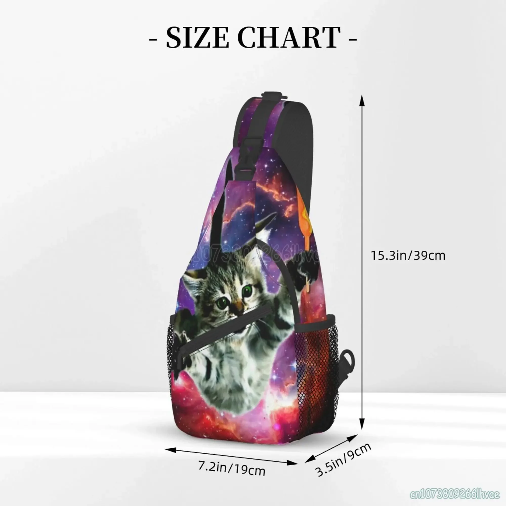 Galaxy Space Cat يحمل حقيبة هوت دوج الرافعة حقيبة الصدر مضحك Crossbody حقيبة الظهر السفر المشي لمسافات طويلة Daypack للرياضة عادية