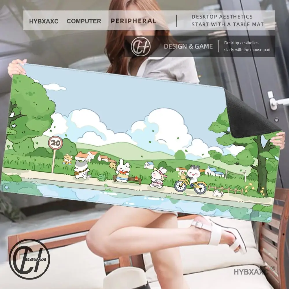 Kawaii Rabbit Purple Cartoon Mouse Pad Gaming keyboard Office Accessories Xxl Non-Slip Carpet Rubber Mousepad Home HD Print Rugs