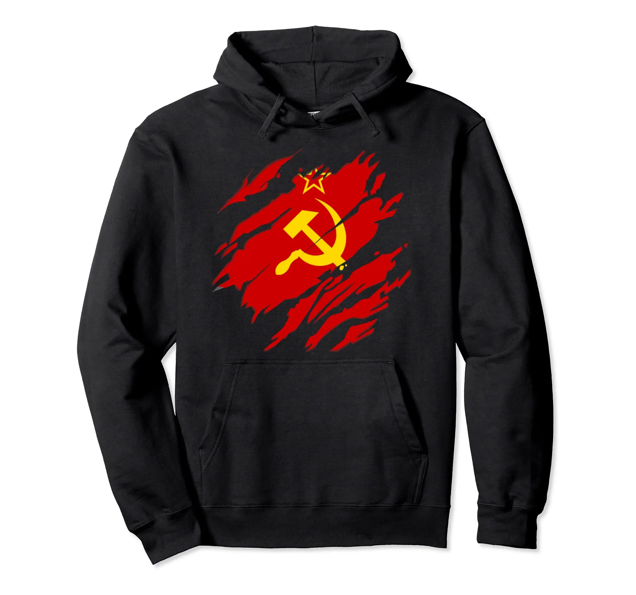 Soviet CCCP Red Star Sickle Hammer Symbol Emblem Distressed Pullover Cotton Hoodie Men Women Hoodies Fashion Sweatshirt