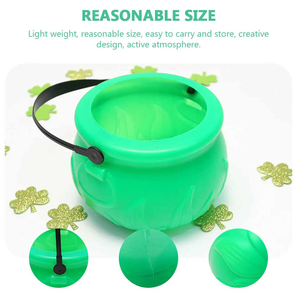 

Green St Patrick Cauldron Candy Kettle Pot Bucket Holder St Patrick Decoration Party Supplies Treats Candy Bucket