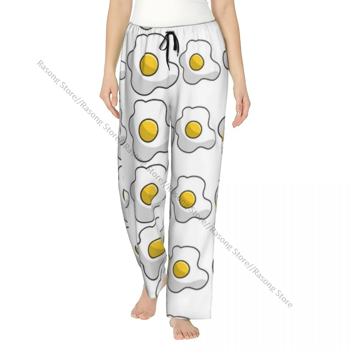 

Tasty Fried Egg Food Pajama Pants for Women Soft Sleep Pants with Elastic Waistband