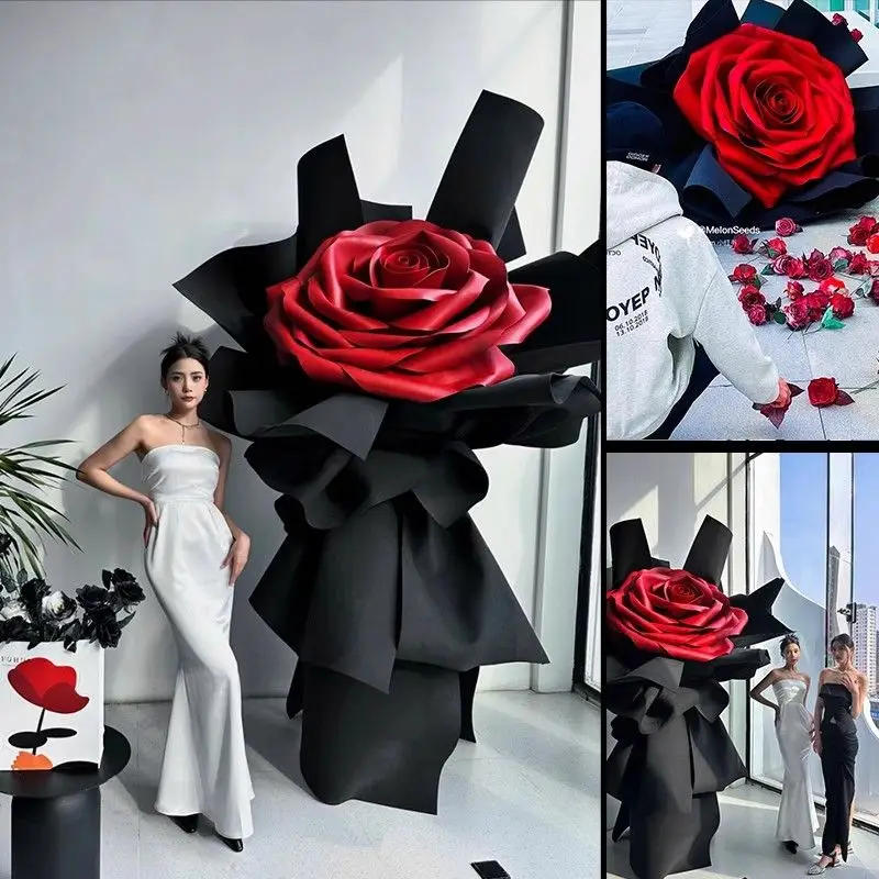 Giant simulation paper art rose shopping mall window decoration