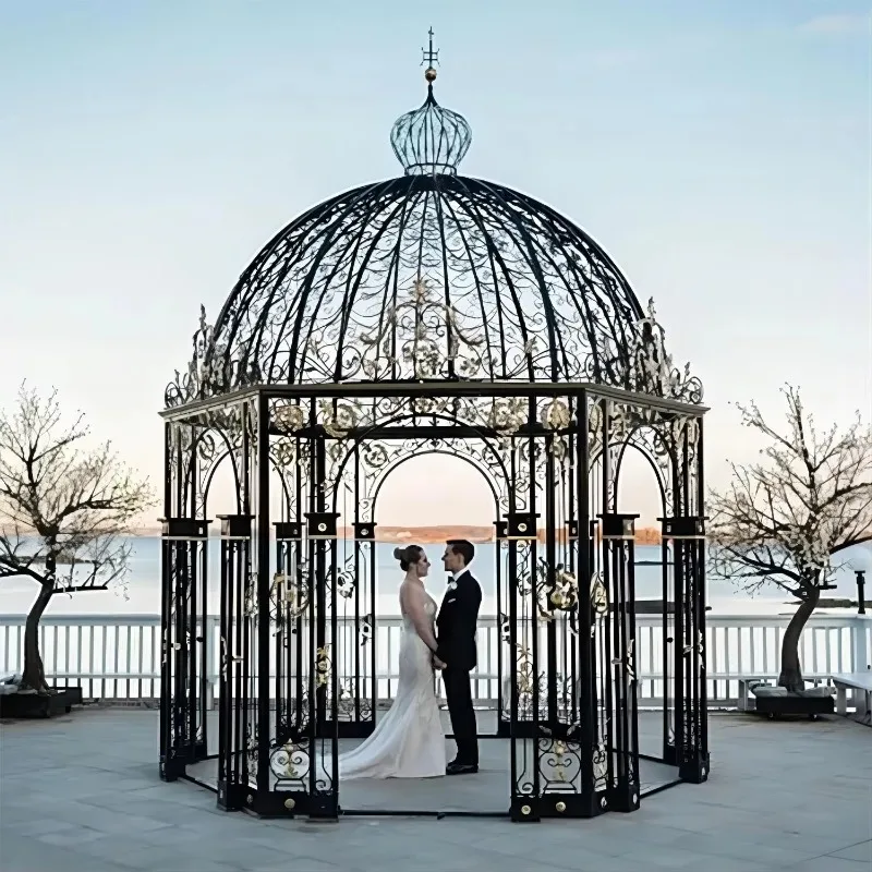 

European outdoor gazebo wrought iron pavilion wedding decorations for sale