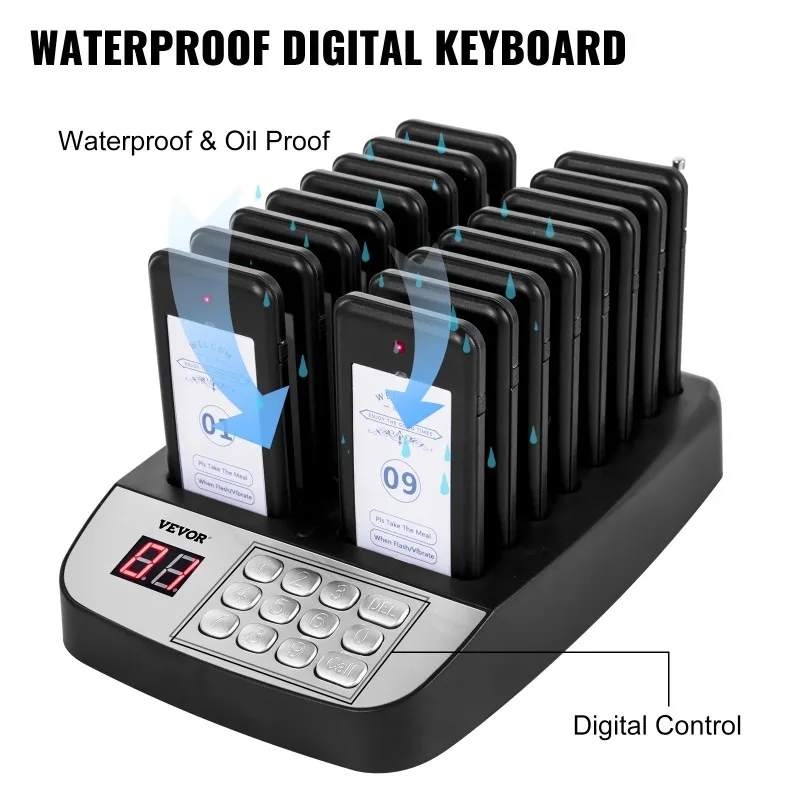 【Upgraded】SucceBuy Wireless Restaurant Buzzer Pager 16 Coasters Paging Guest Calling System for Coffee Dessert Burger Shop Food