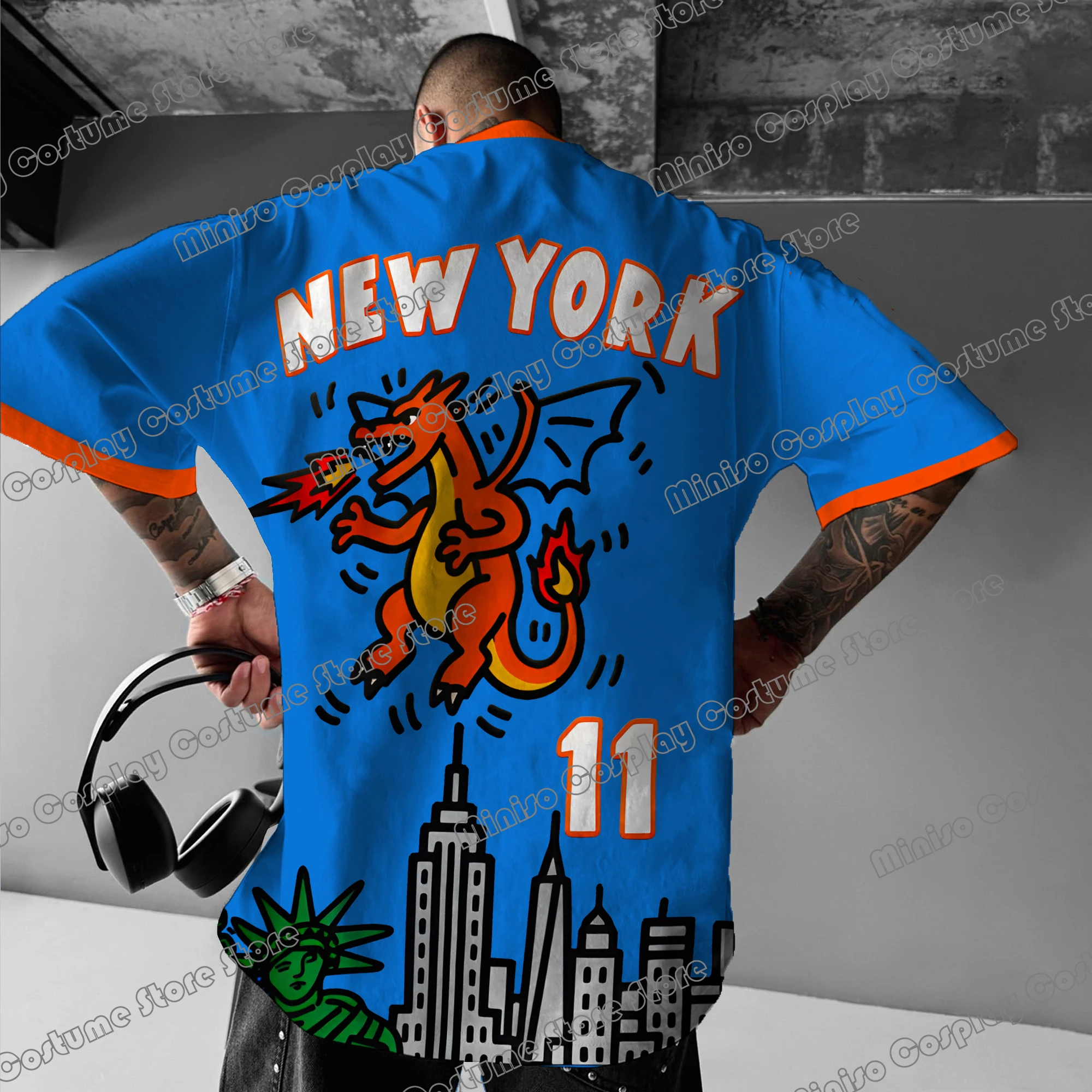 

Футболка в стиле ретро с огненным дыхащим драконом, Нью-Йоркским словом, детский базовый слой с 3D принтом, подходит для мужчин и женщин