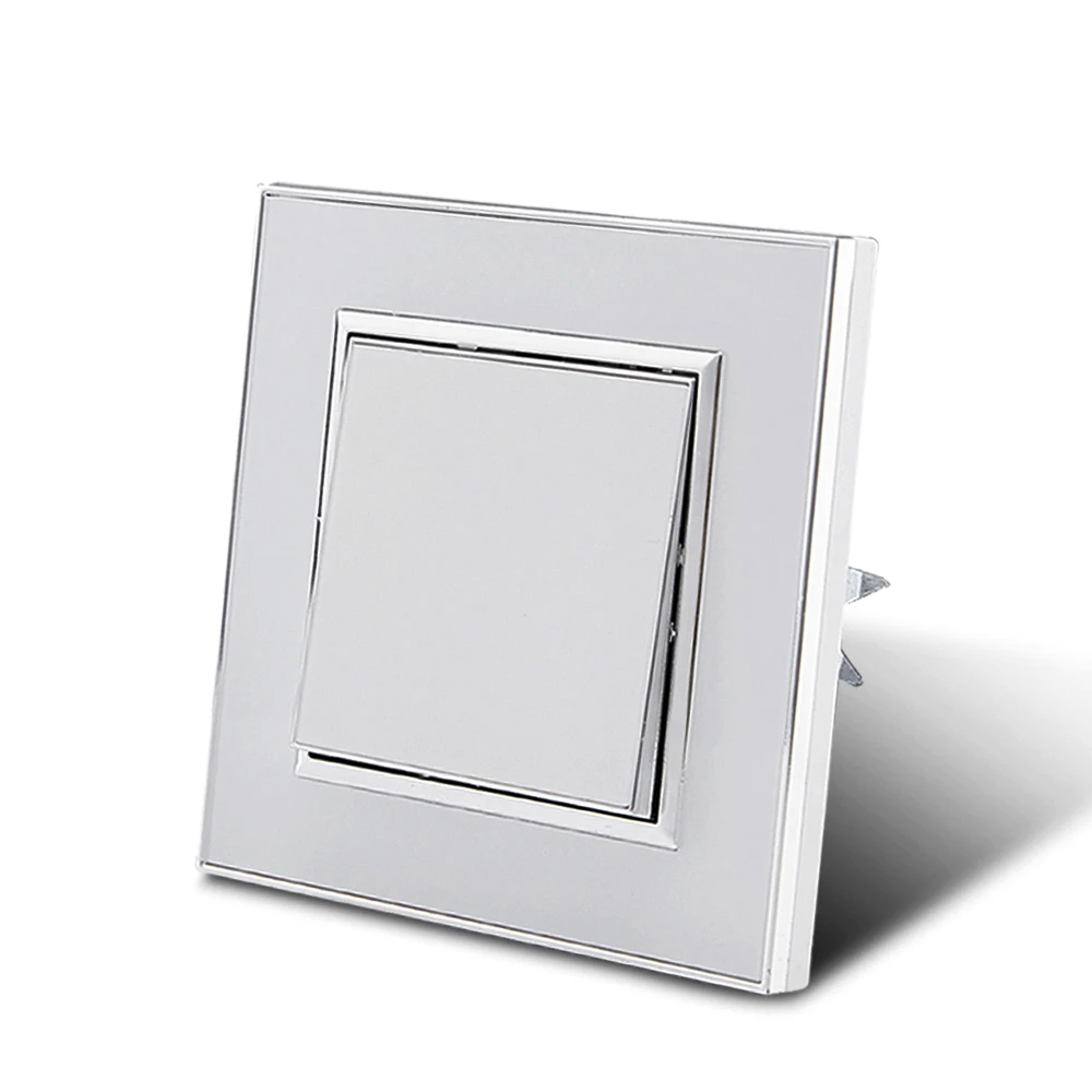 WESA Mirror Acrylic White Wall Switch Flame retardant Panel 1 Gang 1 Way Wall Rocker Switch On / Off 16A AC 250V 86mm*86mm News