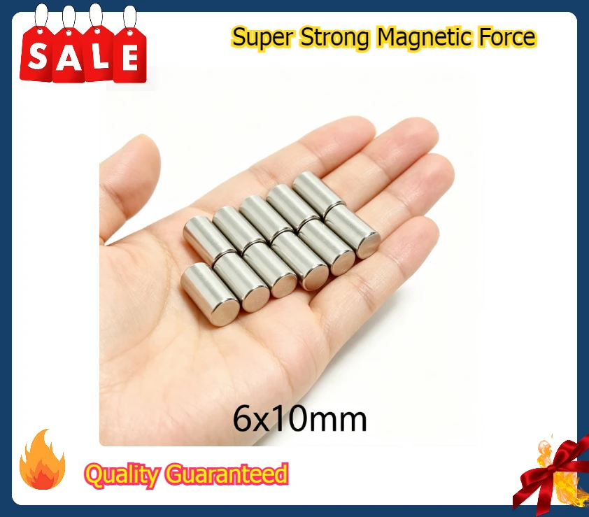6x10mm Permanent NdFeB Cylinder Magnet Round Disc Neodymium Strong Powerful Small Bulk Magnets for Electronics