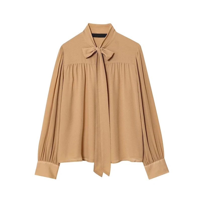 

YENKYE Elegant Office Wear Lady Shirts 2025 New Bow Collar Long Sleeve Chiffon Blouse Women Loose Fit Work Business Shirt
