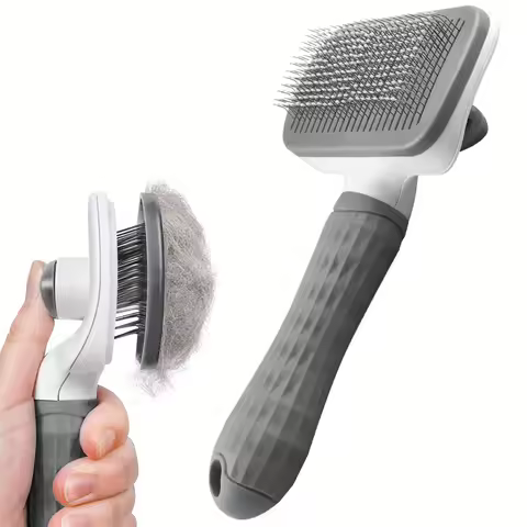 Dual-Use Dog Cat Grooming Brush 20×10×5.5cm, Self-Cleaning Slicker Comb with Round-Tip Bent Nee... product image