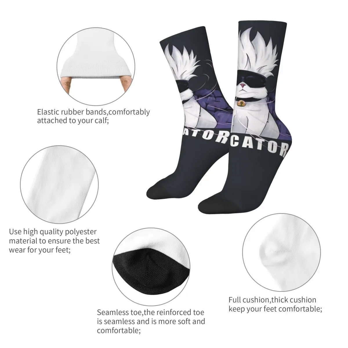 Funny Gojo Catoru Premium Sock for Men Hip Hop jujutsu kaisen Pattern Printed Boys Crew Sock Casual Gift official-website fugees image 4