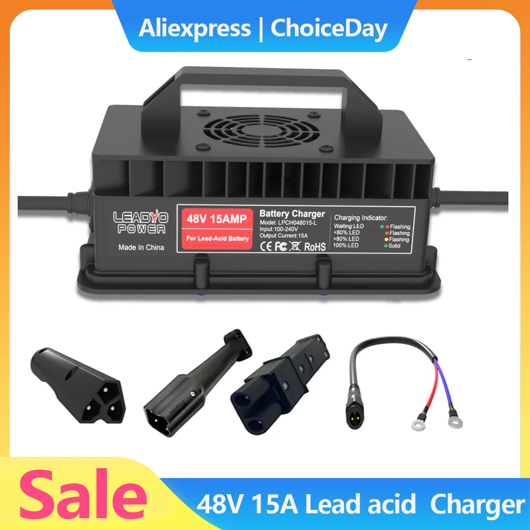 

36V 18A 48V 15A Charger Golf Cart Lead Acid Battery IP67 Waterproof for EZGO Yamaha Crowfoot Plug Battery Smart Fast Charger