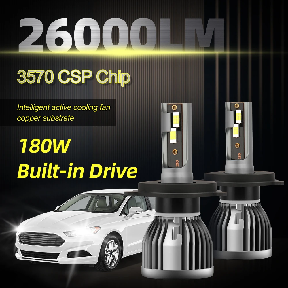 

H4 H7 LED Headlight 26000LM 180W LED H1 H11 H3 H8 H9 H13 9005 9006 HB3 HB4 9008 9007 9004 6500K 6000K Car Bulb 12V Auto Fog Lamp