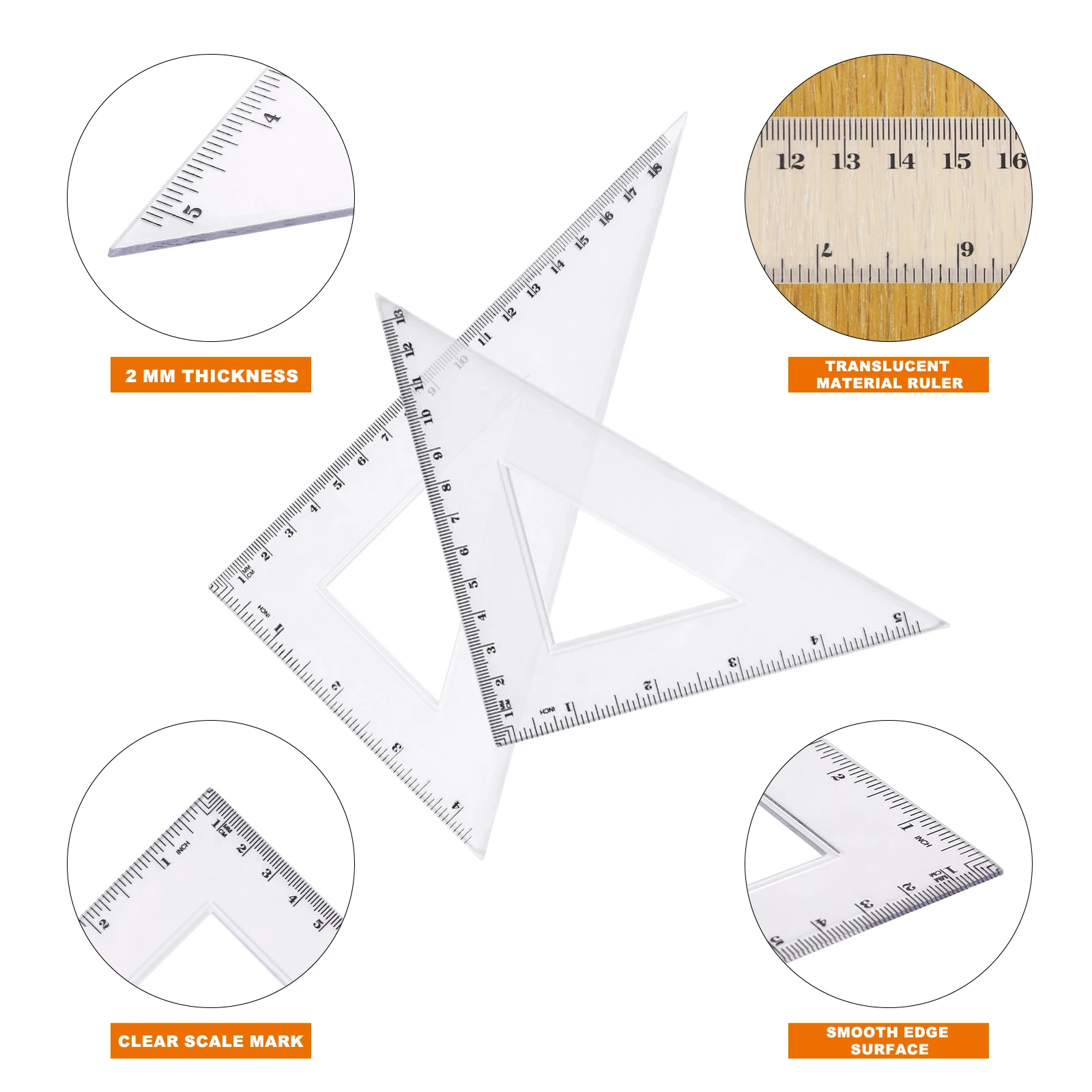 Eagle 4PCS Ruler Set Drawing Ruler Measurement Geometry Triangle Ruler Straightedge Protractor School&Office Stationery
