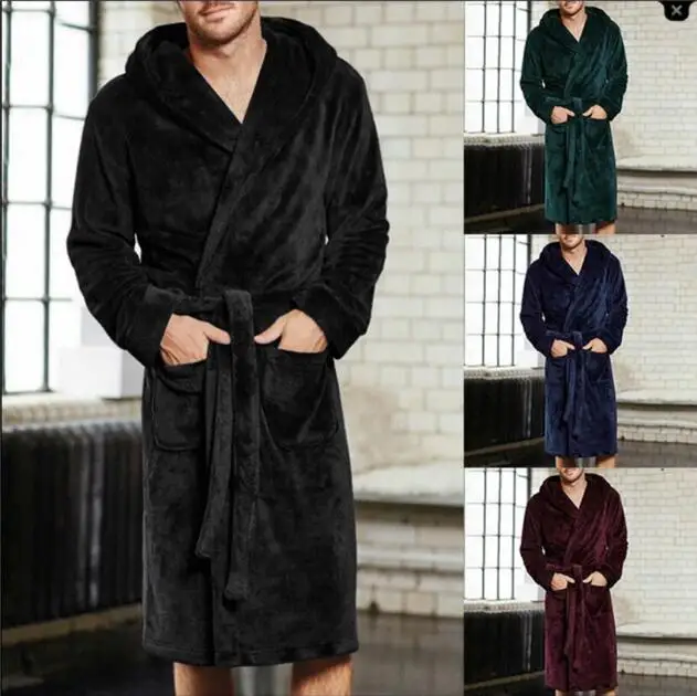 

winter couple bathrobe Flannel robe Women's Winter Lengthened Coralline Plush Shawl Bathrobe Long Sleeved Robe Coat