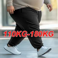 Pantalones de chándal holgados de talla grande para hombre, ropa deportiva 7XL 6XL 5XL, pantalones informales con cintura elástica, pantalones para correr de algodón negro, ropa masculina