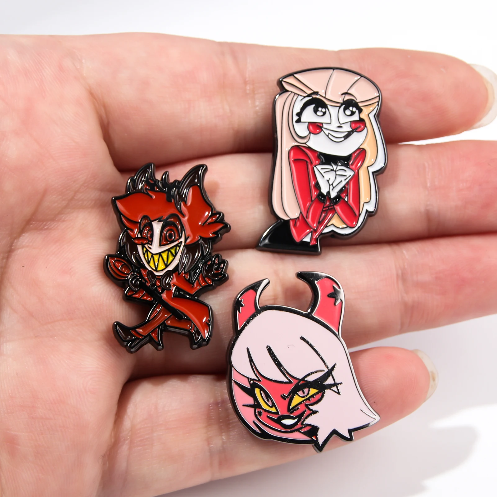 11 Styles Anime HazbinHotel Alastor Enamel Pins Villain Charlie Hotel Helluva Bosss Brooch Cosplay Badge jewelry Backpack Gift