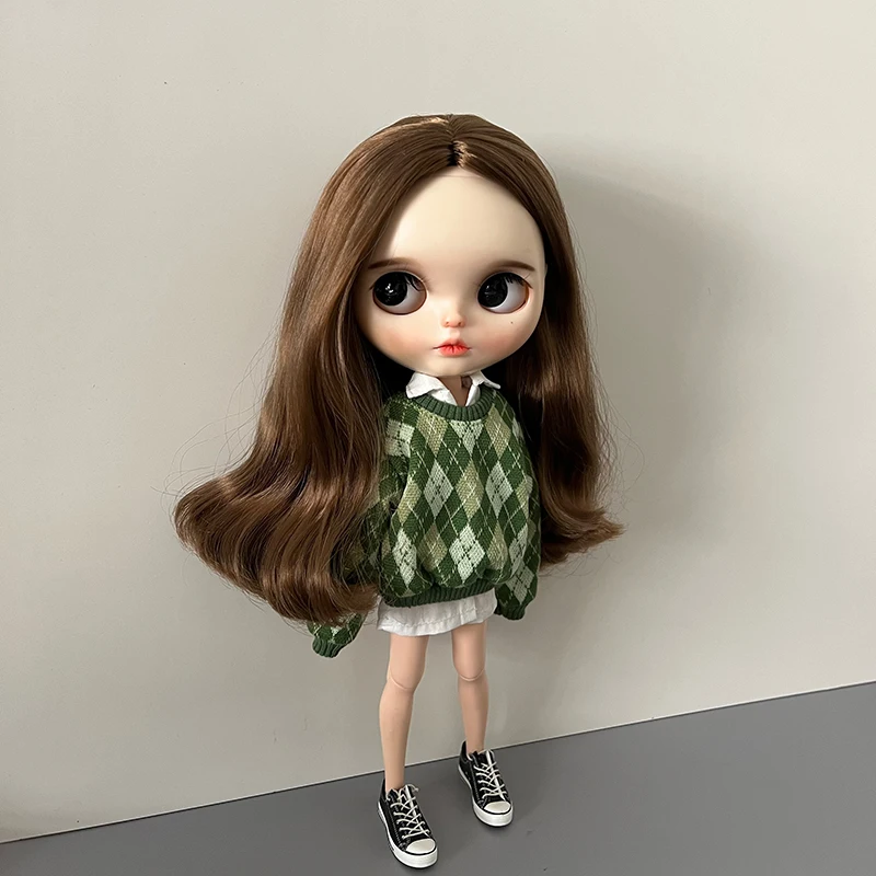 DLBell Blythe Doll Clothes Cute Sweater Diamond check Hoodies Shirts Shorts for Blyth Barbie OB24 Pullip Licca 1/6 Dolls Outfits