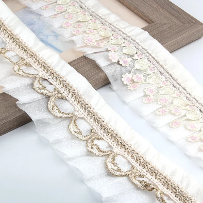 Curtain Accessories with Lace Edging White Ethnic Decorative Trim for Vehicle Sofa Cover and Curtain Fabric Edging